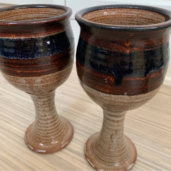 Two Hand Thrown Chalices/ Wine Goblets - Picture 5 of 5